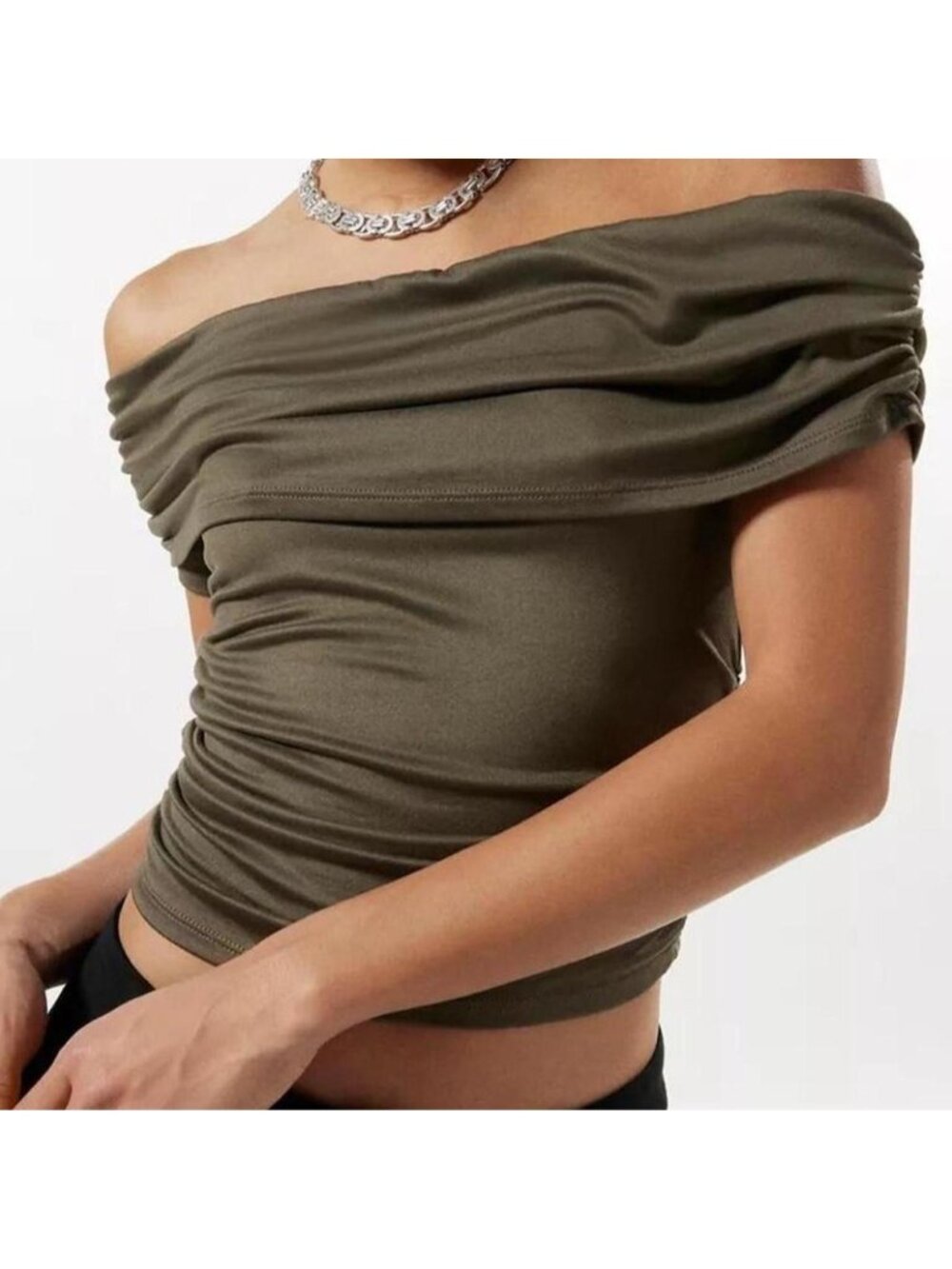 Khaki off the shoulder top Size Small